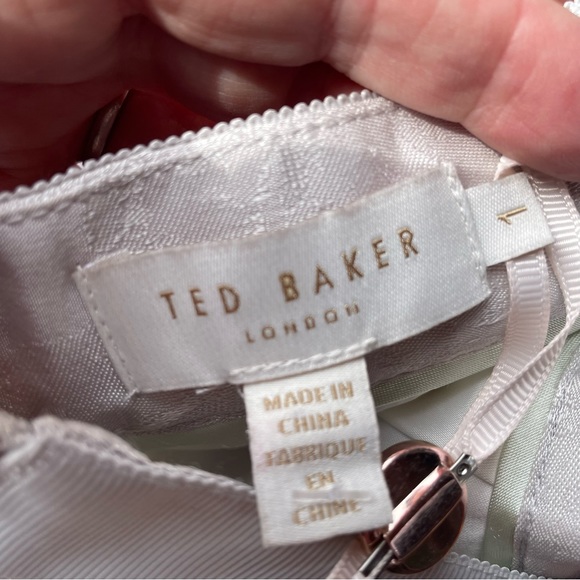 Ted Baker Rosaley Chelsea Grey Mesh Satin Organza Midi Skirt - Picture 6 of 9